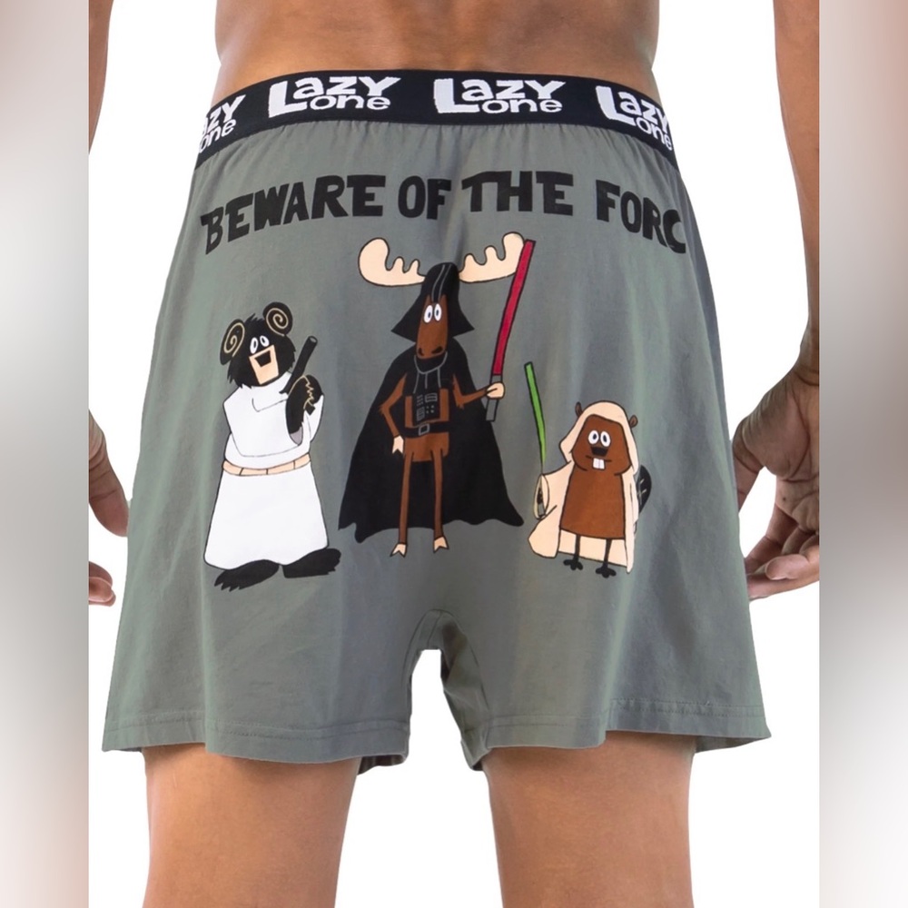 Lazy One men’s Gray Cartoon Boxers size large NWT